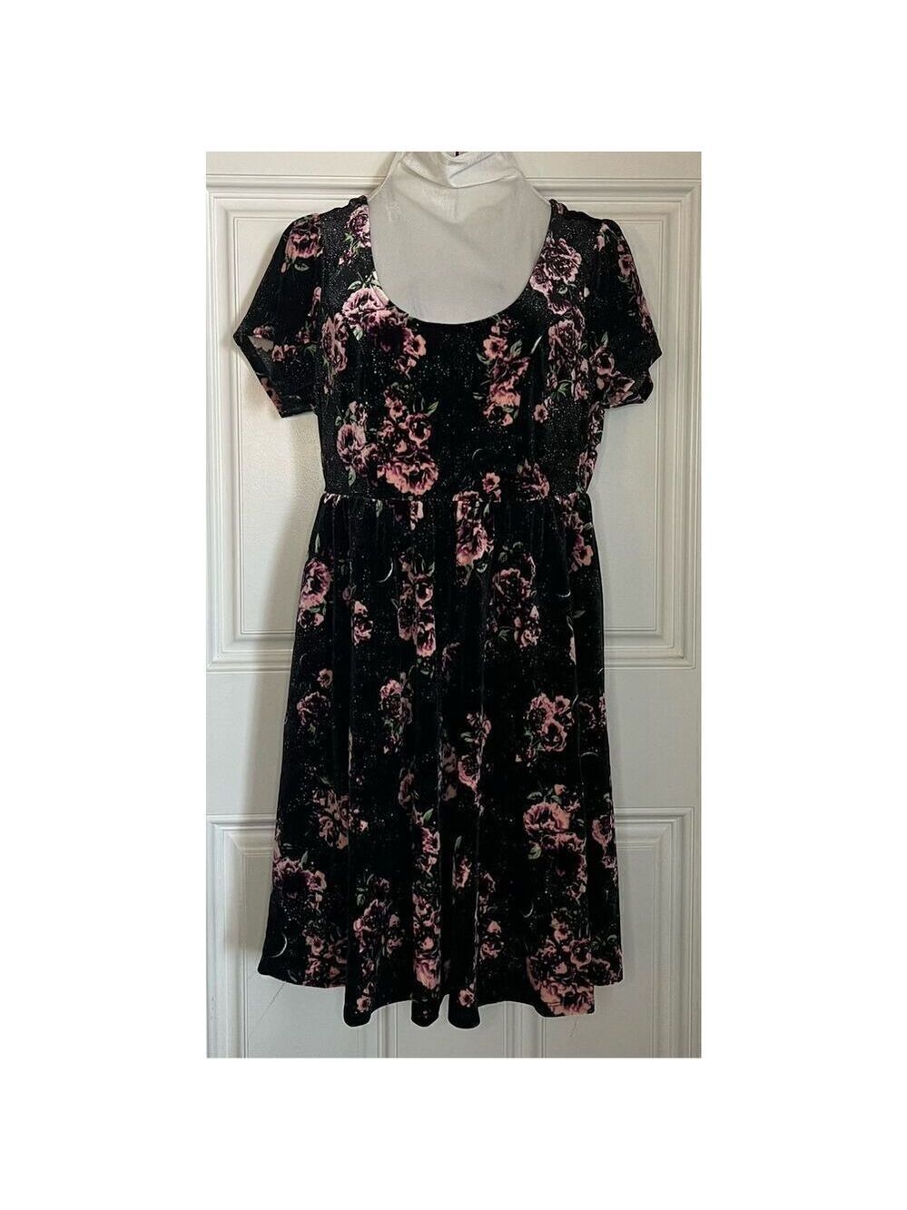Hot Topic Roses & Moons Velvet Dress (Med) - Picture 2 of 9
